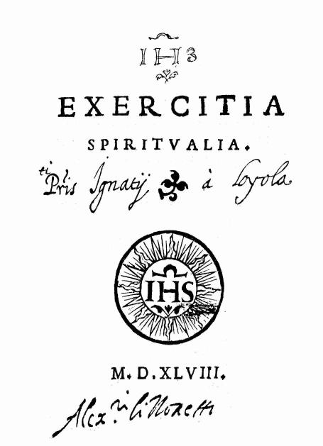 Title page of the first Latin edition of Ignatius of Loyola’s Spiritual Exercises, printed in 1548.